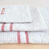 ALDIN ワッフルバスタオル（beige - red） - 画像 (4)