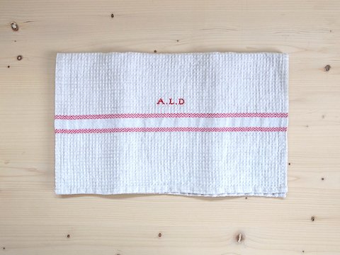 ALDIN ワッフルフェイスタオル（beige - red）