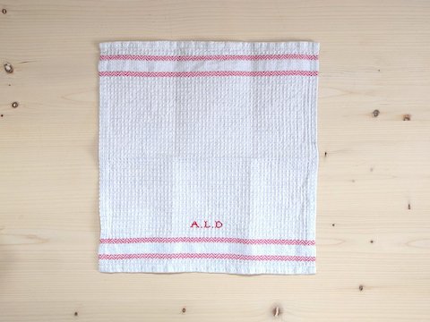 ALDIN ワッフルハンドタオル（beige - red）